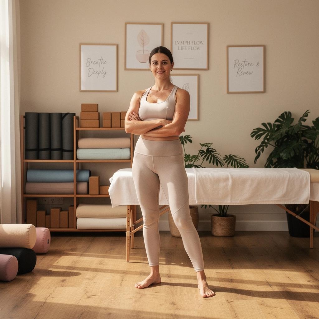 Persona practicando estiramientos que ayudan a mejorar la circulación linfática.